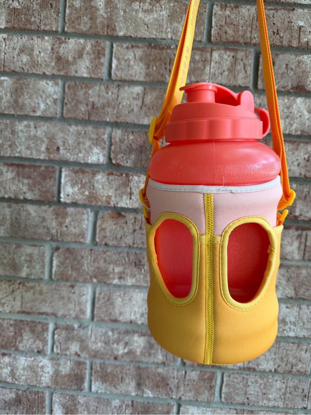 HydroJug Coral & Pink Water Bottle with Yellow Neoprene Carrier - Picture 2 of 3